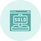 Computer screen with "Sold" sign displayed.