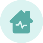 House icon with heartbeat line inside.